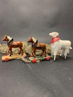 Antieke papier mache paardjes wielen, Ophalen of Verzenden