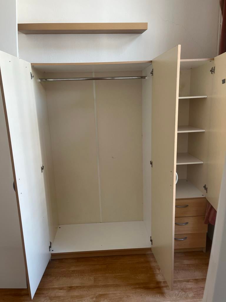 Kast met planken en hangruimte, Huis en Inrichting, Kasten | Kledingkasten, Ophalen, Gebruikt, 100 tot 150 cm, Met lade(s)