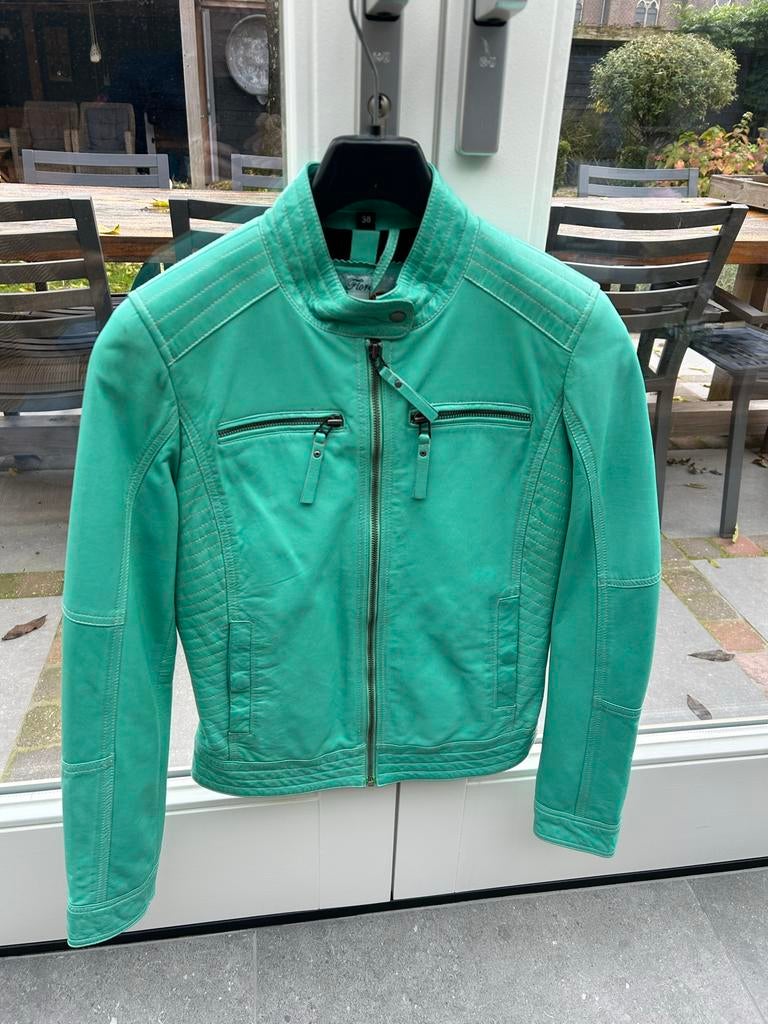 Stoer mintgroen leren jasje - Maat 38 - Nieuw!, Ophalen of Verzenden, Nieuw, Maat 38/40 (M), Groen