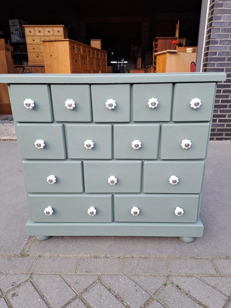 Groene grenen ladekast refurbished ambleside 14 lades, Ophalen, RoDeKo Volendam, R.kooij65@gmail.com, Gebruikt