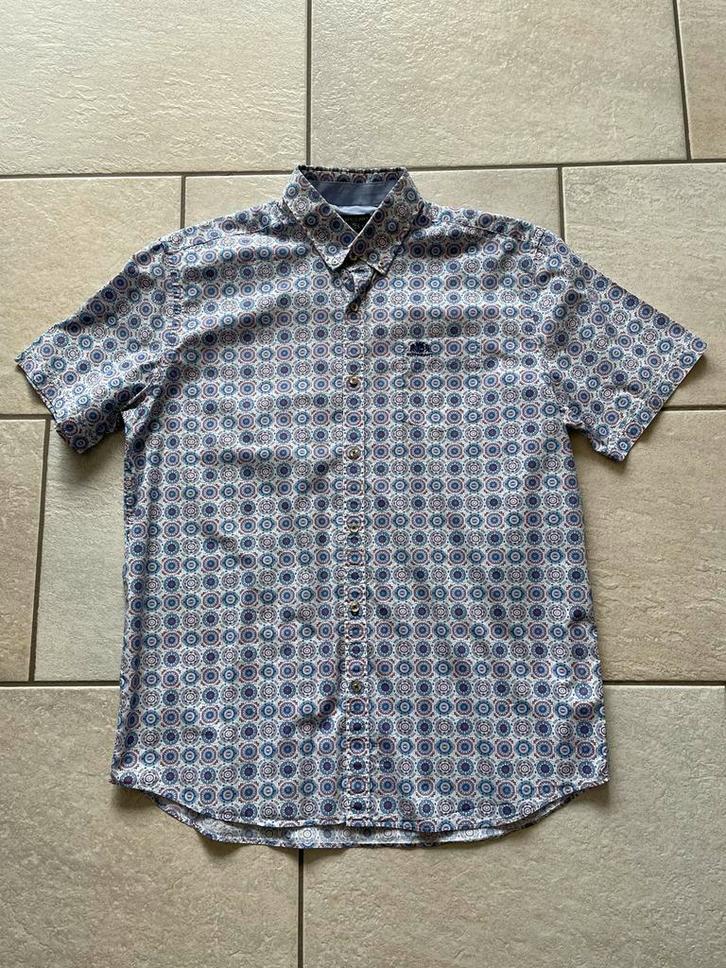 State of Art overhemd korte mouw XL wit/blauw/roze patroon, Kleding | Heren, Overhemden, Zo goed als nieuw, Halswijdte 43/44 (XL)