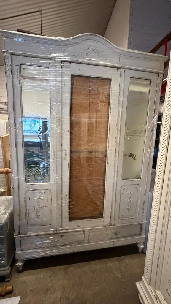 Vintage Kast met Spiegeldeuren (locatie Toldijk), Ophalen, Gebruikt, 150 tot 200 cm, Overige houtsoorten
