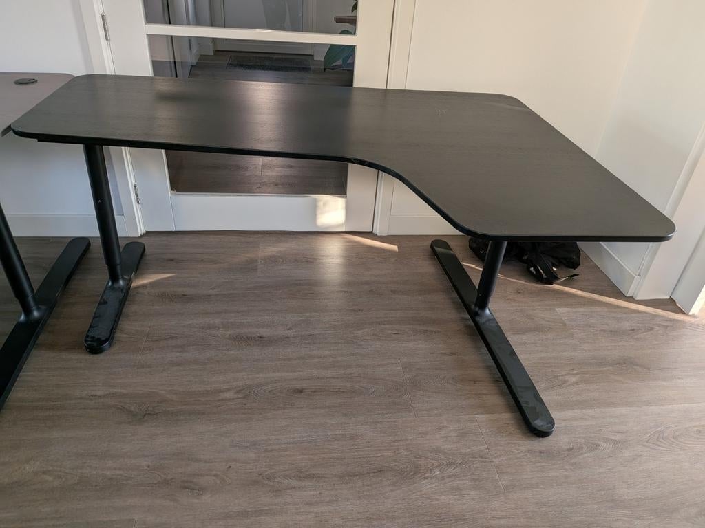 Modern hoekbureau Ikea Bekant zwart, Huis en Inrichting, Ophalen, Zwart, Spaanplaat of MDF, Hoekbureau