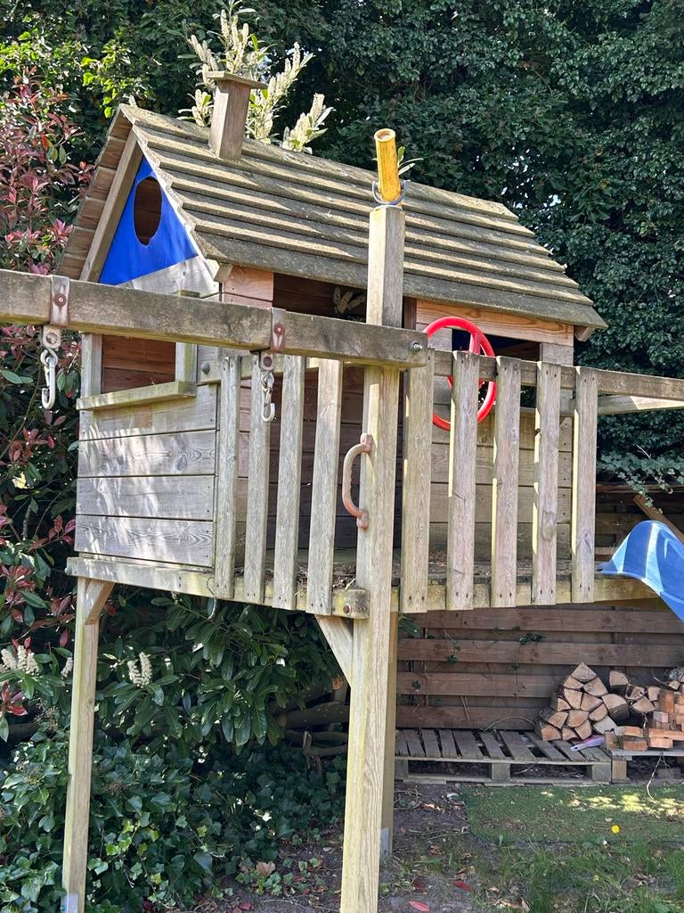 Wickey speelhuisje met glijbaan en stuurwiel, Ophalen, Gebruikt, Hout