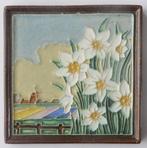 Porceleyne Fles Delft cloisonne tegel Narcissen., Antiek en Kunst, Ophalen of Verzenden