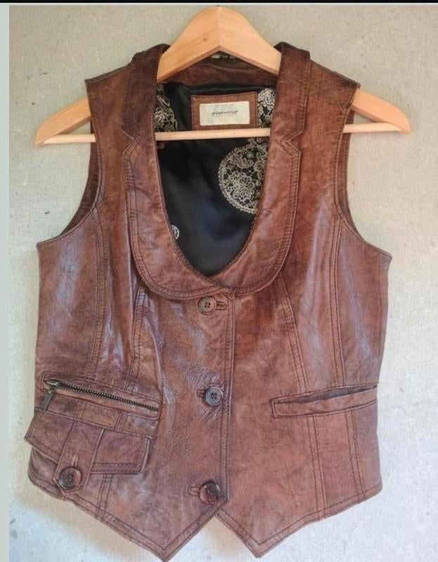 Leren hesje maat 36 greenwood, Greenwood, Bruin, Ophalen of Verzenden, Zo goed als nieuw