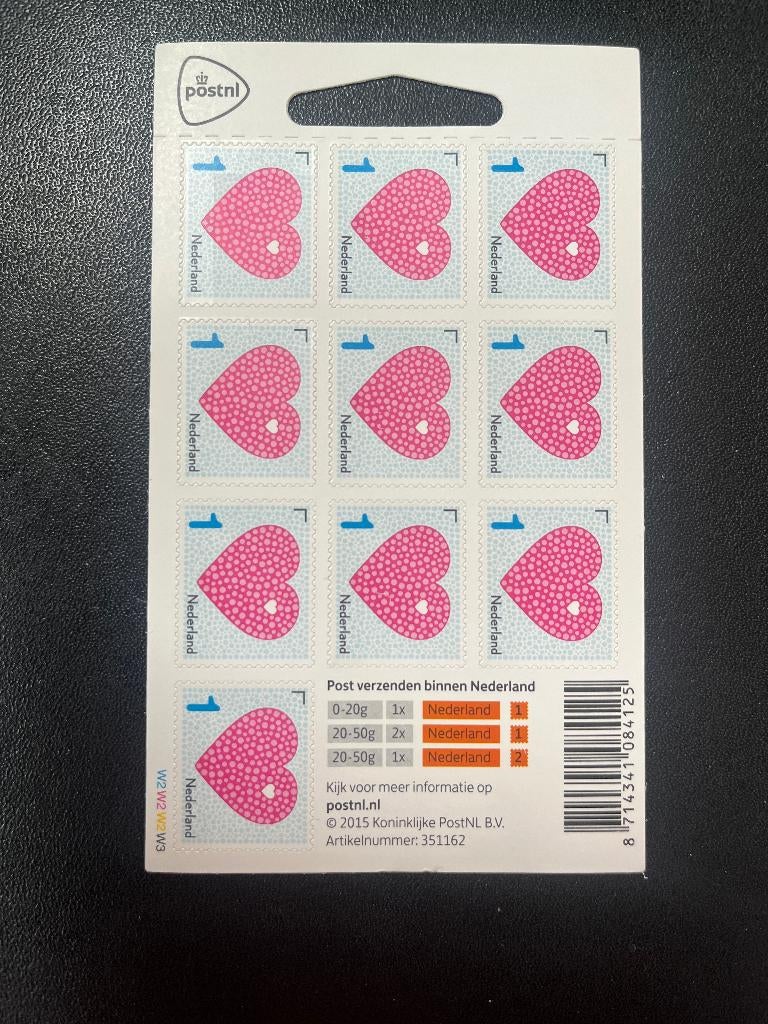 Vel Liefde, 3299, v3299, w2w2w2w3 grof raster, hangkaartje, Verzenden, Na 1940, Postfris