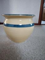 Grote Crème/Blauw Geglazuurde Aardewerk Bloempot ZGAN !!!, Ophalen, Rond, Binnen, Zo goed als nieuw