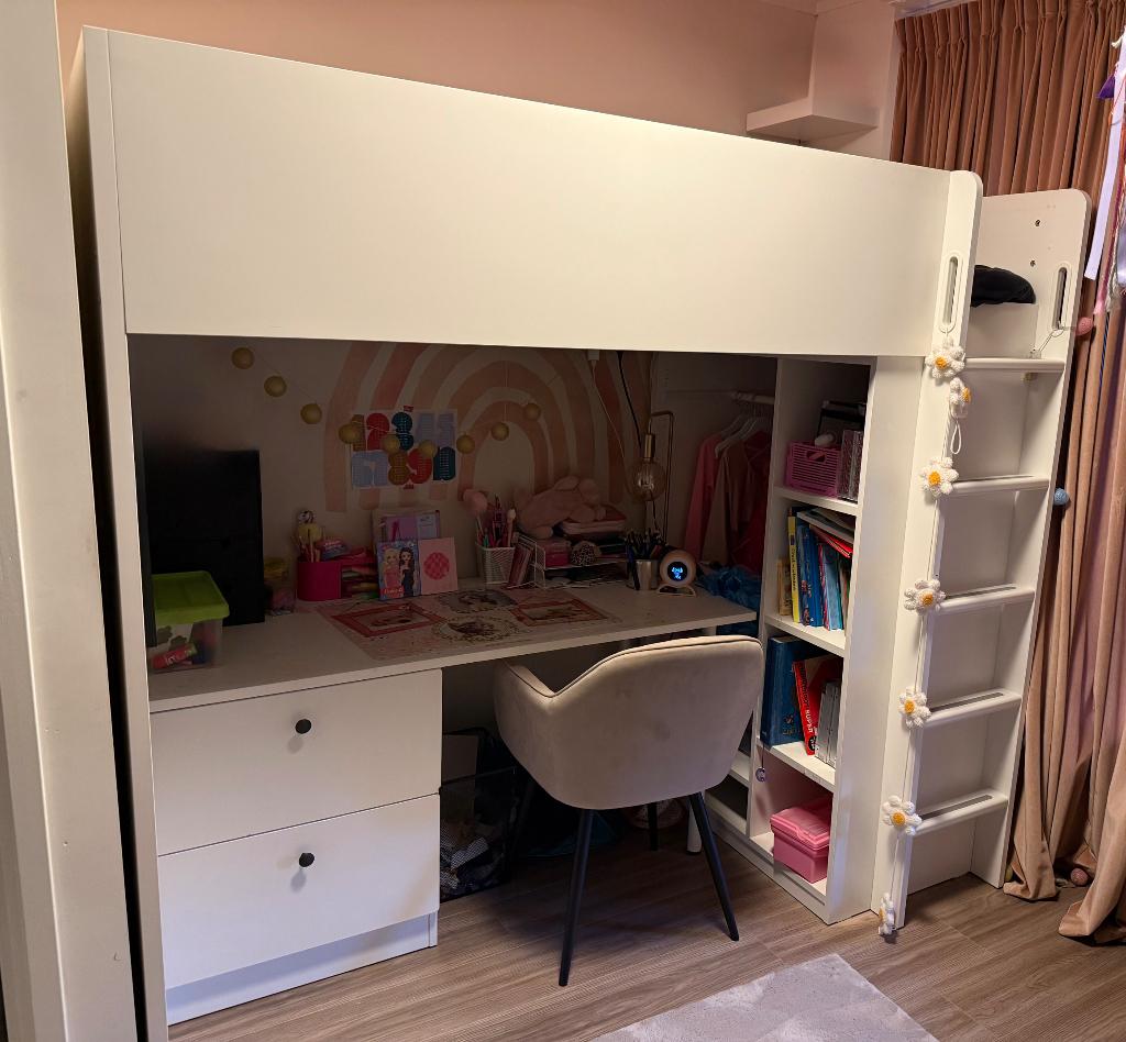 Ikea hoogslaper, Huis en Inrichting, Slaapkamer | Bedden, Ophalen, Gebruikt, 90 cm, Eenpersoons