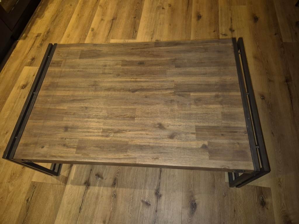 Salontafel massief hout met stalen onderstel, Huis en Inrichting, Tafels | Salontafels, Ophalen, 100 tot 150 cm, 50 tot 100 cm