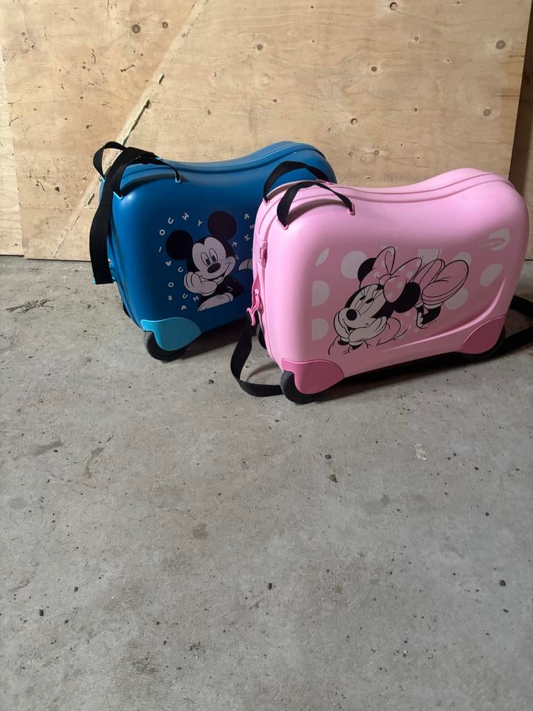 Samsonite ride-on reiskoffer Minnie en Mickey Mouse, Wieltjes, 40 tot 60 cm, Gebruikt, 20 tot 30 cm