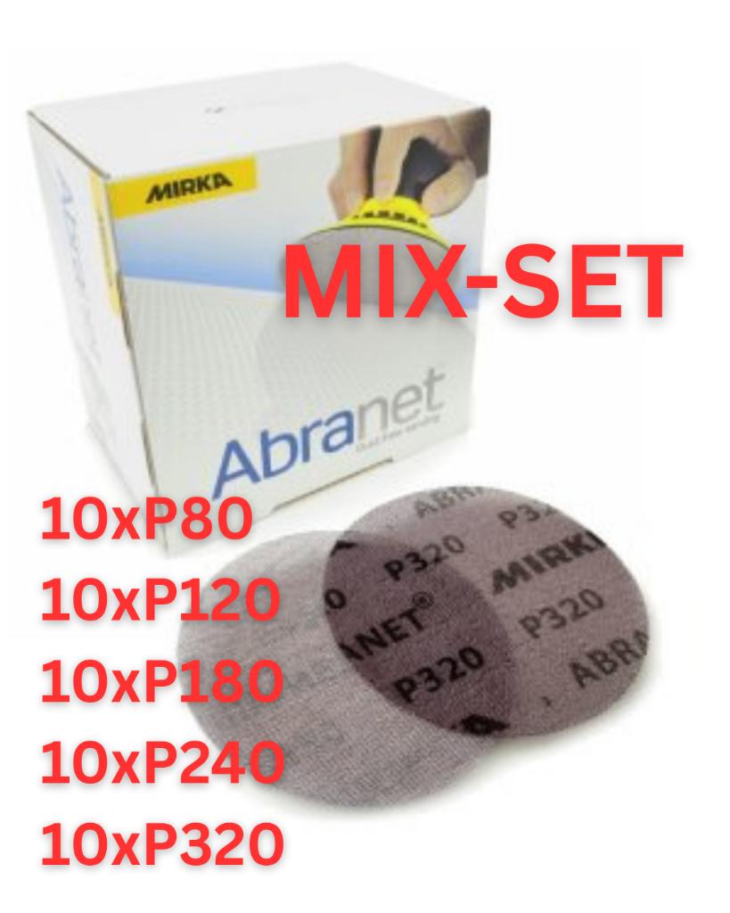 Mirka Abranet 125mm schuurpapier P80–P320 set – 50 stuks, Verzenden