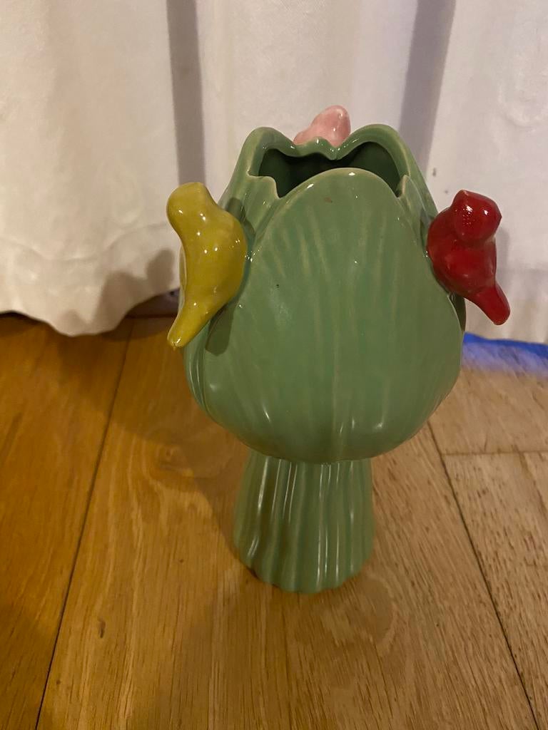 Vogel vaas, Huis en Inrichting, Ophalen of Verzenden, Minder dan 50 cm, Groen, Glas