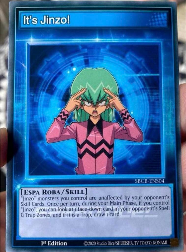 Yu-Gi-Oh! It’s Jinzo! SBCB 1st Ed Duel Promo !, Ophalen of Verzenden, Zo goed als nieuw, Losse kaart