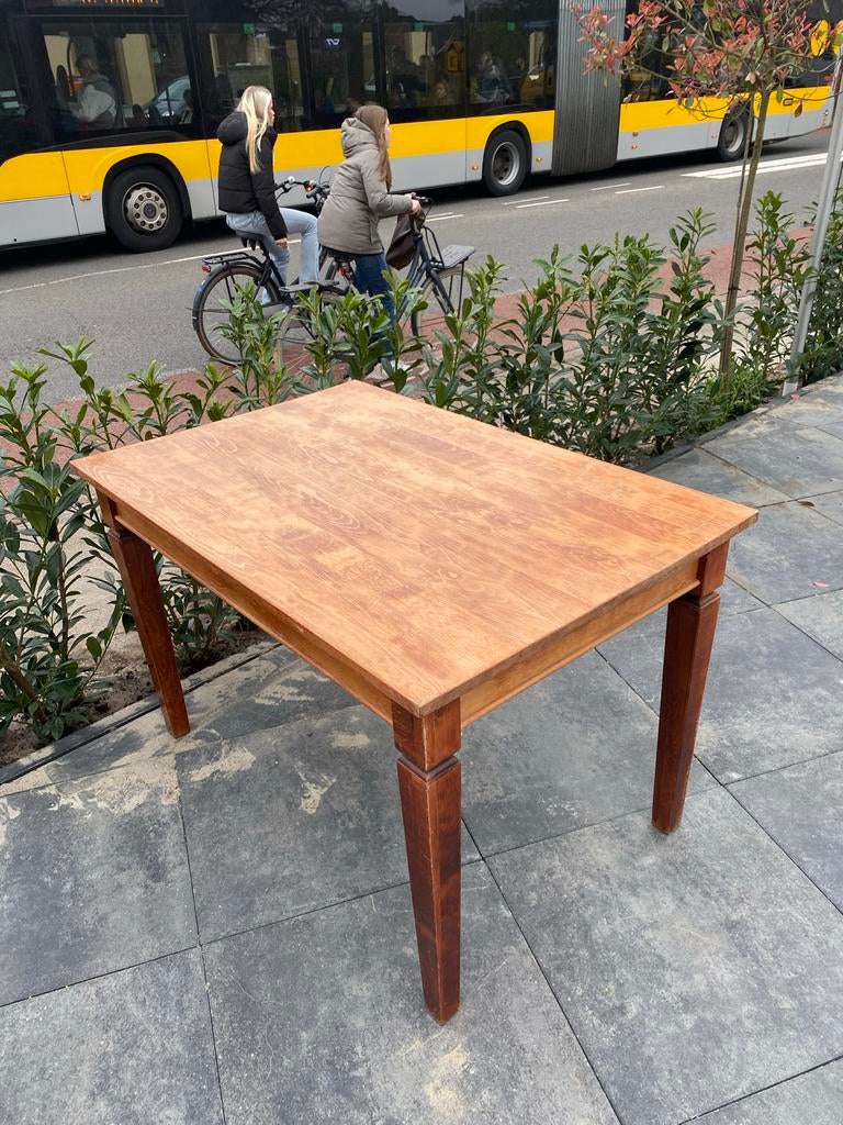 Partij houten tafels: 3 vierkante en 5 rechthoekige, Ophalen, Gebruikt, 200 cm of meer, 50 tot 100 cm