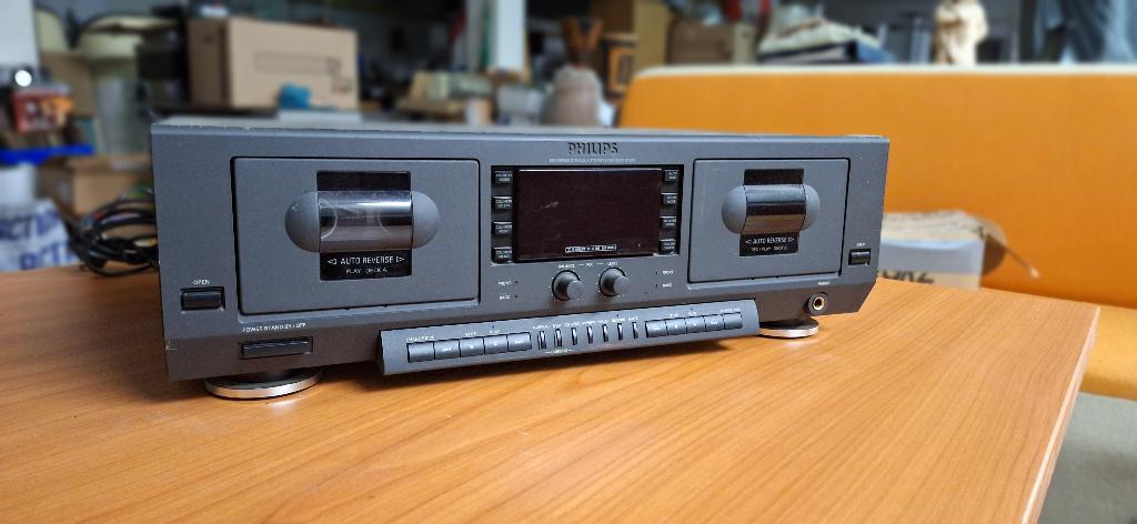 Philips dubbel cassettedeck, Audio, Tv en Foto, Ophalen of Verzenden, Dubbel, Philips, Tiptoetsen