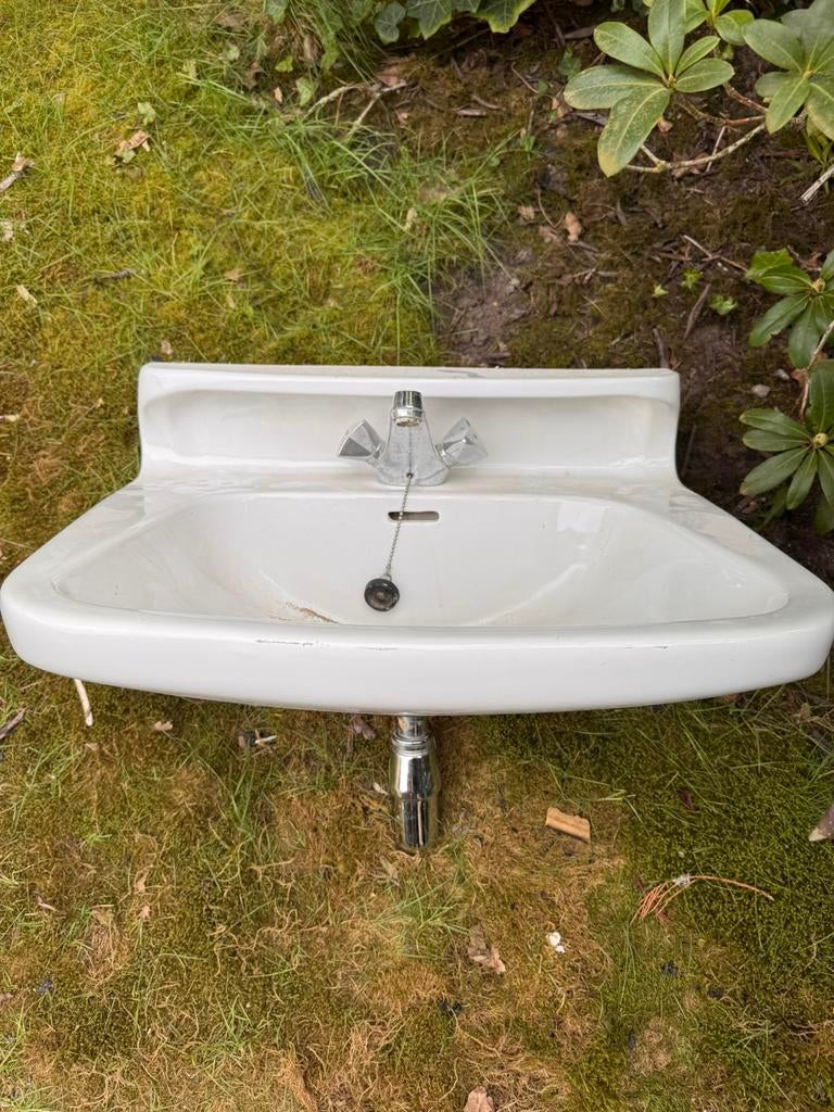 Wasbak wastafel vintage jaren 70, Huis en Inrichting, Badkamer | Badkamermeubels, Ophalen, 50 tot 100 cm, Zo goed als nieuw, Minder dan 100 cm