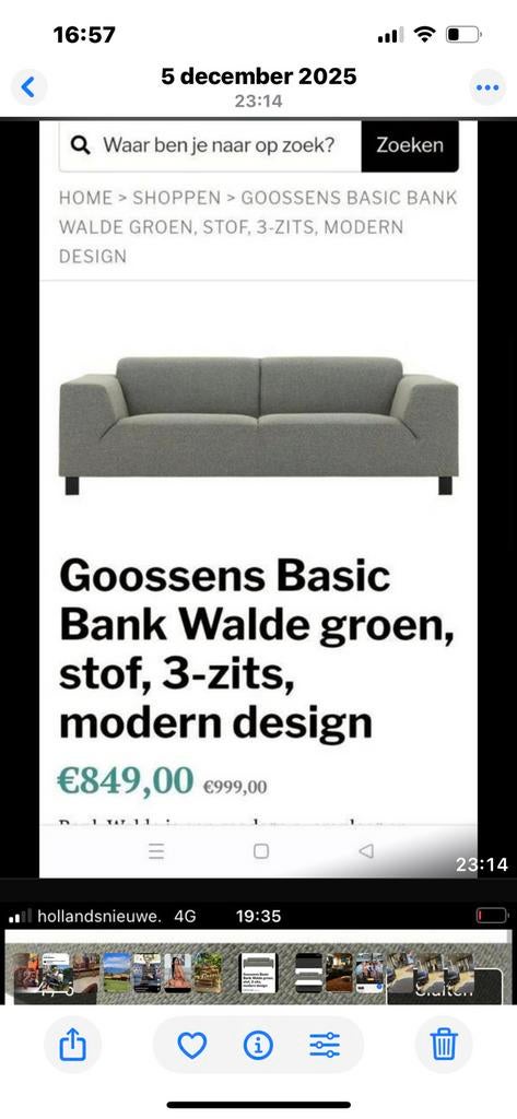 Mooi Groene 3 zits Bank van Goossens als Nieuw Robuust 175 e, Ophalen of Verzenden, Zo goed als nieuw