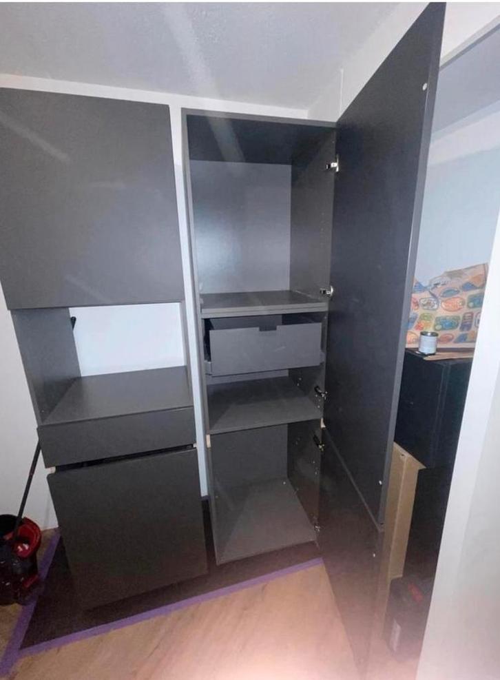 Hacker Keukenkasten Grijs - Oven & Koelkast Inbouw, Huis en Inrichting, Keuken | Keukenelementen, Zo goed als nieuw, 200 cm of meer