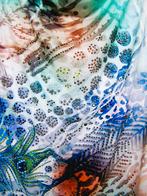 DUTCH DIVA jurk met pauwen en strass - Heel apart!!!, Maat 42/44 (L), Zo goed als nieuw, Dutch Diva, Onder de knie