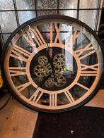 Grote klok industrieel look, Ophalen, Zo goed als nieuw, Wandklok
