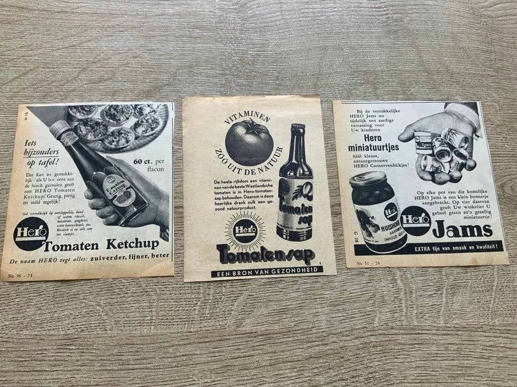 Vintage Hero Reclame Advertenties (3 stuks)1947, Boeken, Tijdschriften en Kranten, Gelezen, Ophalen of Verzenden