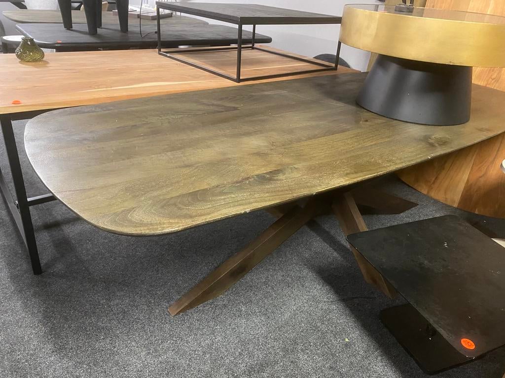 Tafel deens ovaal massief hout met matrix poot 240x109, Ophalen, 100 tot 150 cm, Vijf personen of meer, Ovaal