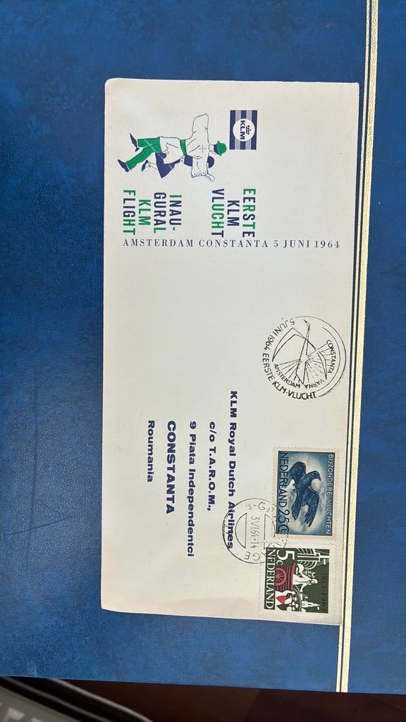 KLM eerste vlucht Roemenië 1964, Ophalen of Verzenden, Envelop