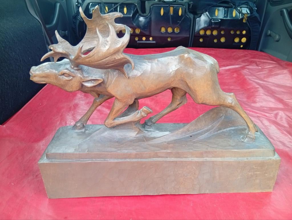 Houten eland sculptuur begin 1900 Duitsland, Ophalen of Verzenden
