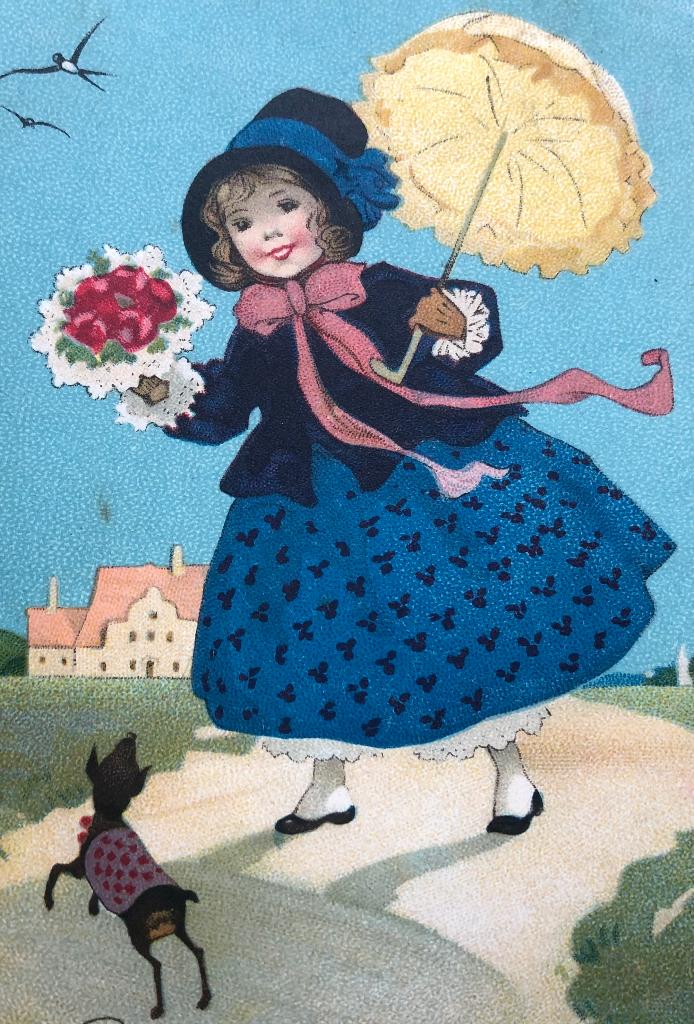 FRITZ BAUMGARTEN - GESIGNEERD - meisje met hond, Verzenden, 1920 tot 1940, Gelopen, Kinderen