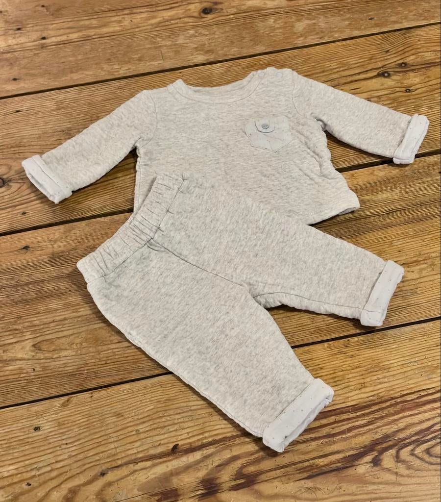 Patachou setje licht gevoerd grijs maat 62, Ophalen of Verzenden, Zo goed als nieuw, Jongetje of Meisje, Setje