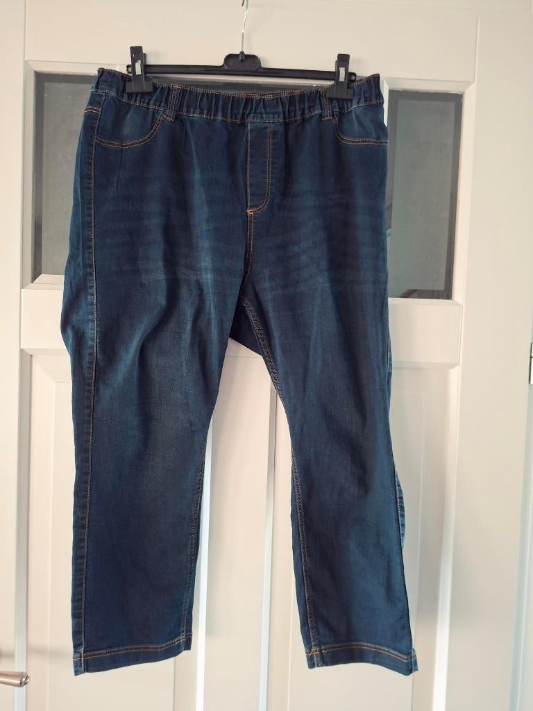 Donkerblauwe driekwart spijkerbroek MS mode maat 48, Ophalen of Verzenden, Zo goed als nieuw, Blauw, Broek of Spijkerbroek