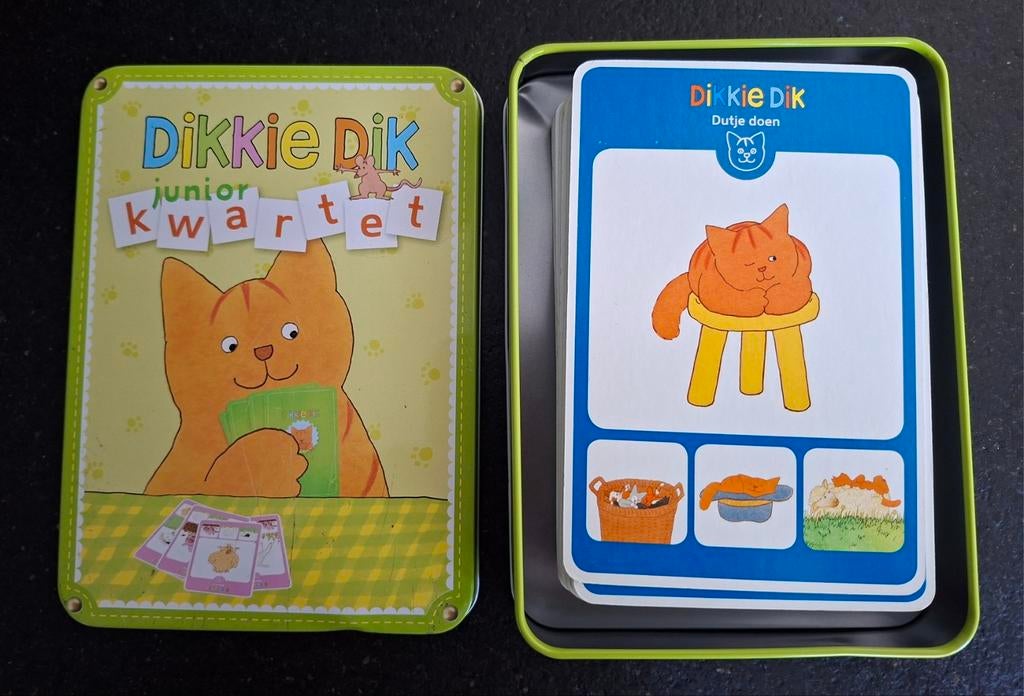 Dikke Dik junior kwartet compleet- grote kaarten - ZGAN, Ophalen of Verzenden, Zo goed als nieuw, Kwartet(ten)