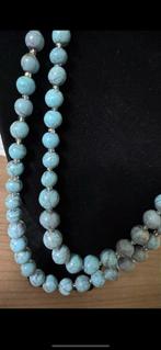 Glazen turquoise kralenketting, Ophalen of Verzenden, Gebruikt, Blauw, Overige materialen