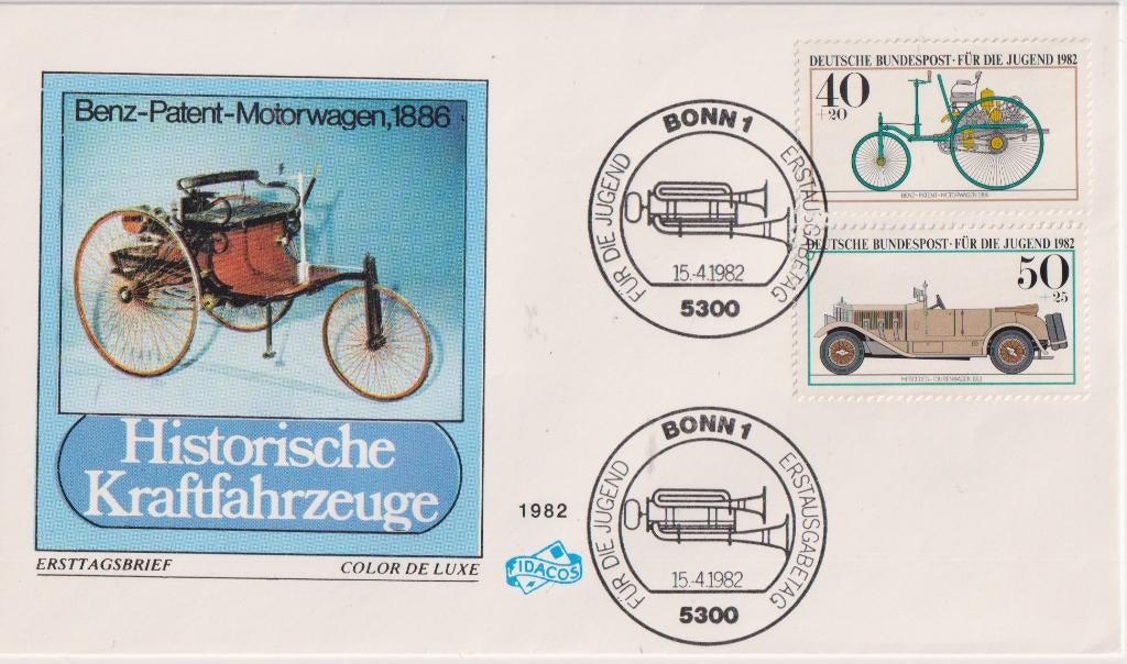 Duitsland 1982 Historische Autos Benz 1886, Postzegels en Munten, Postzegels | Eerstedagenveloppen, Verzenden, Onbeschreven, Europa