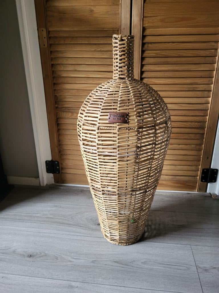 Riviera maison rattan vaas, Huis en Inrichting, Overige kleuren, Ophalen of Verzenden, Minder dan 50 cm, Glas