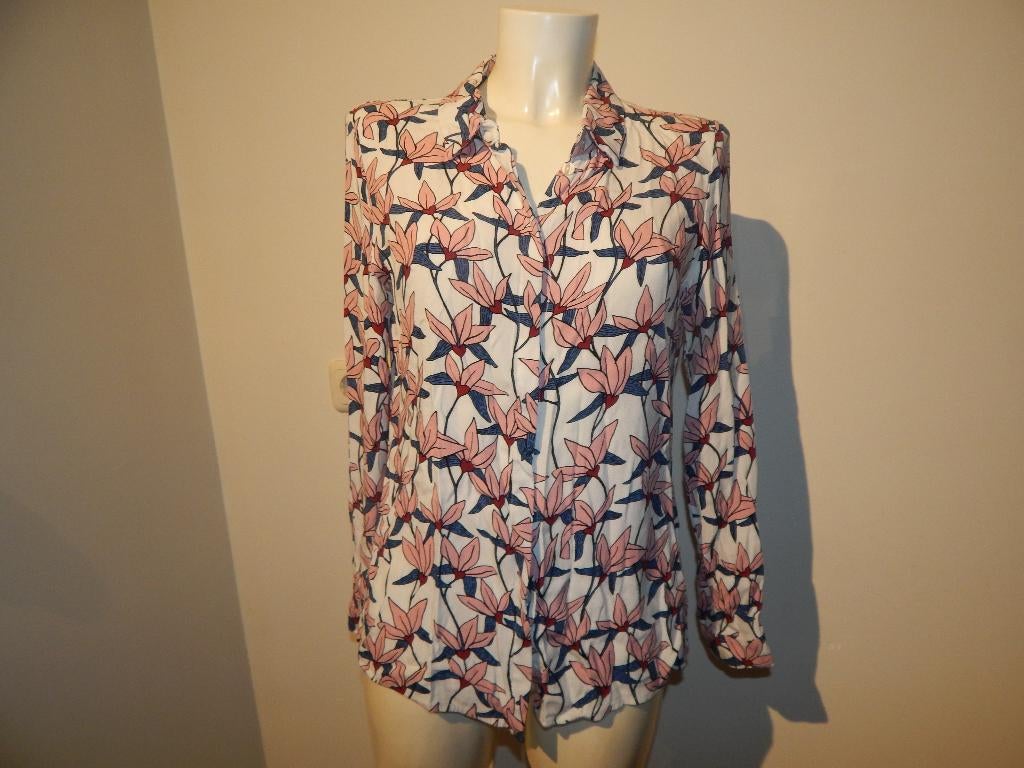 Fabienne Chapot blouse bloemen hartjes print lichte tinten M, Maat 38/40 (M), Verzenden, Wit, Zo goed als nieuw
