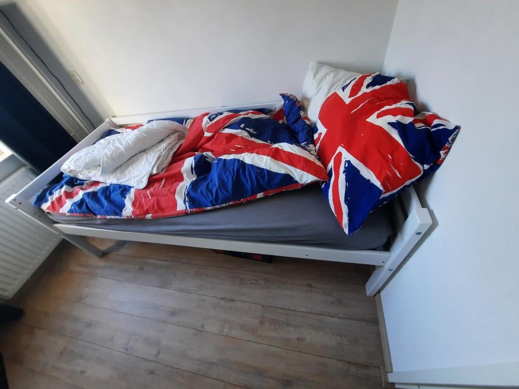Kinder of logeerbed 90x200 wit compleet, Ophalen, Eenpersoons