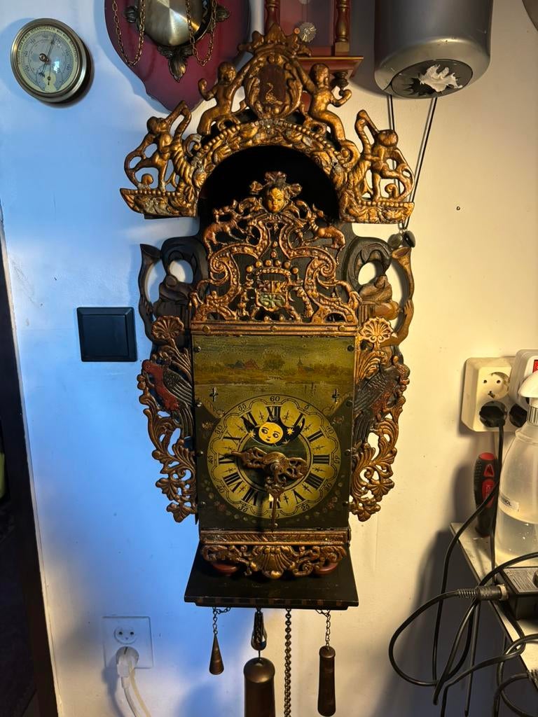 Antieke Friese Stoelklok, Antiek en Kunst, Ophalen of Verzenden