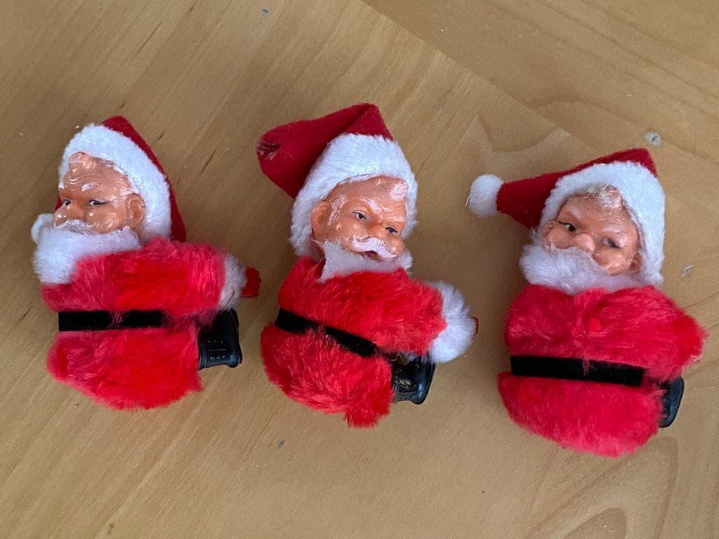 Vintage Kerst 3 knijppopjes Kerstmannen, Diversen, Kerst, Ophalen of Verzenden, Zo goed als nieuw