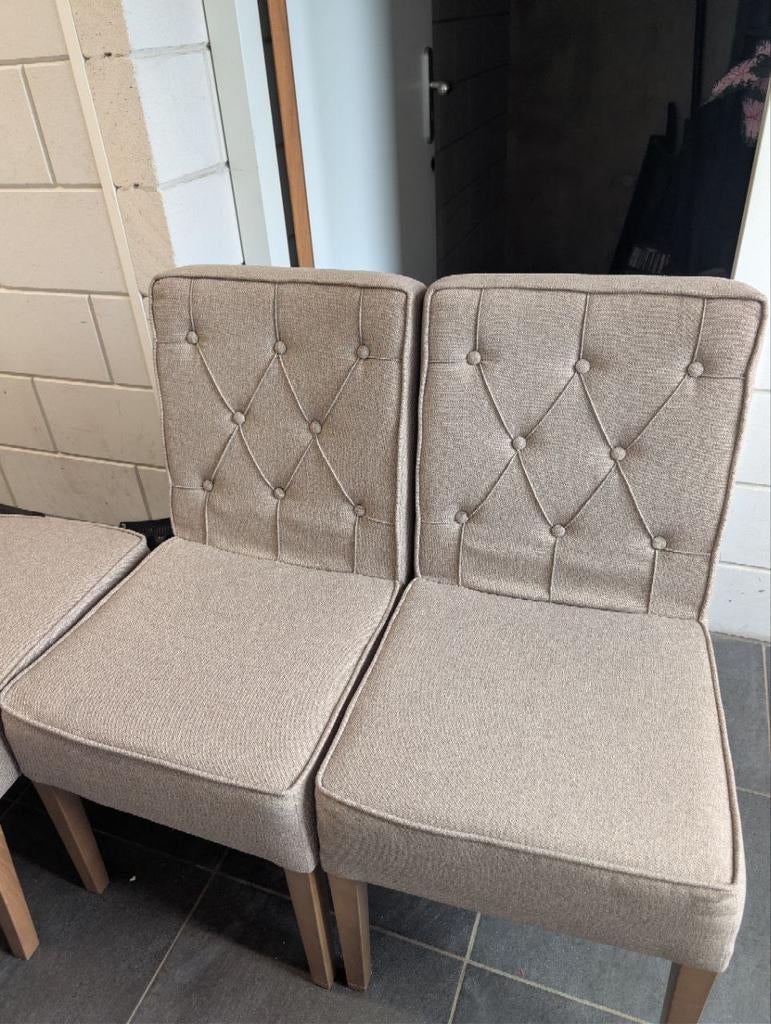 4 grijze stoffen stoelen, Huis en Inrichting, Ophalen, Gebruikt, Vier, Stof