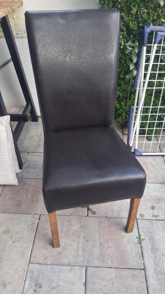 Donkerbruine eethoekstoelen, Huis en Inrichting, Stoelen, Ophalen, Gebruikt, Bruin, Leer