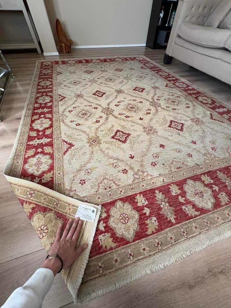 Handgeknoopt wollen vloerkleed 300x200 cm Pakistan, Huis en Inrichting, Stoffering | Tapijten en Kleden, Gebruikt, Beige, Ophalen of Verzenden