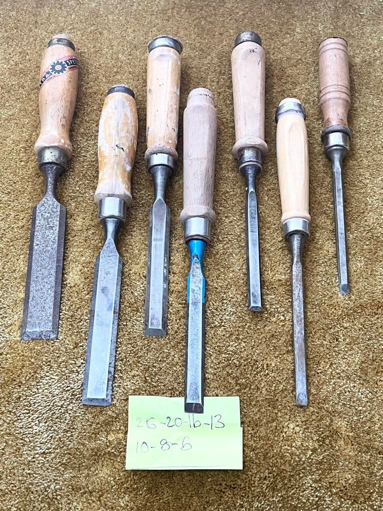 Set van 7 gebruikte houtbeitels, Ophalen of Verzenden, Gebruikt