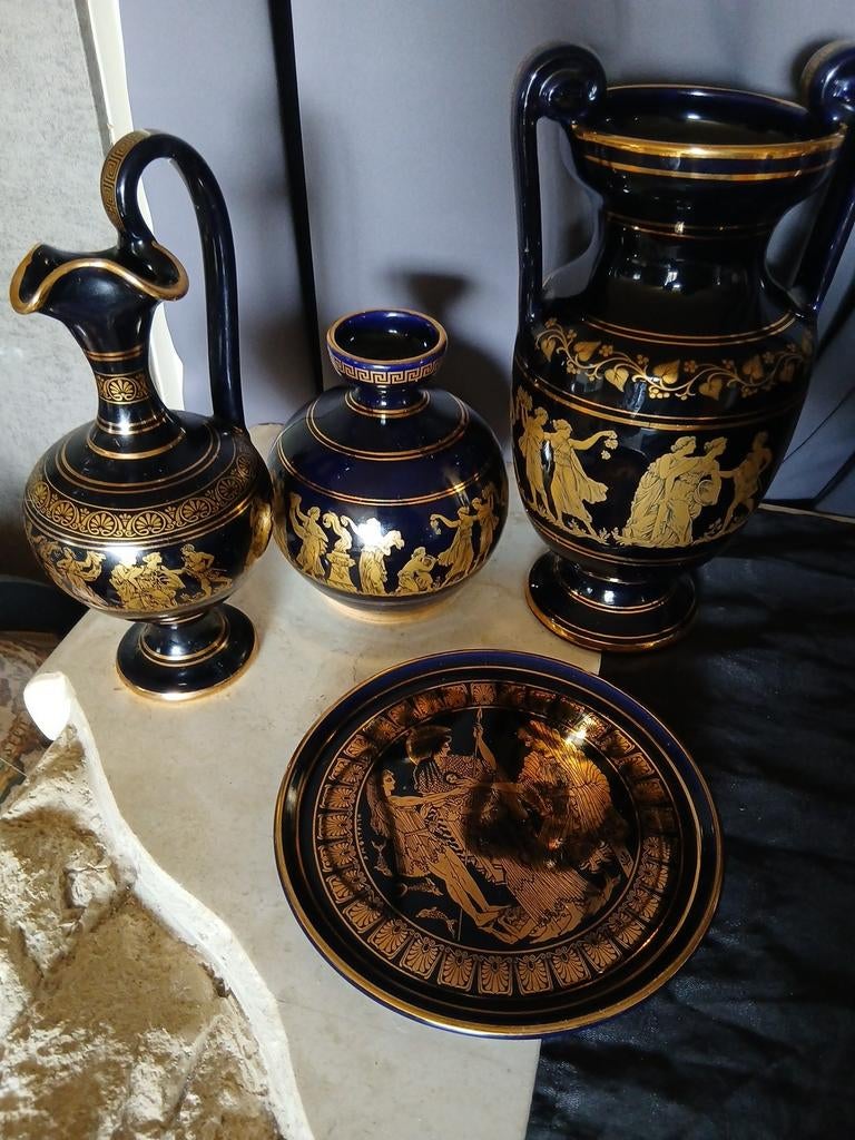 Nefitou Griekse vaas set 24K goud, Antiek en Kunst, Ophalen