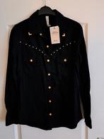 Nieuwe zwarte cowboy blouse met gouden knopen maat 36 / S, Ophalen of Verzenden, Nieuw, Maat 36 (S), Zwart