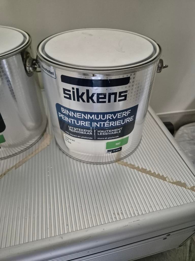 2x Sikkens binnenmuurverf RAL9010 MAT 2,5L, Ophalen, Nieuw, Wit
