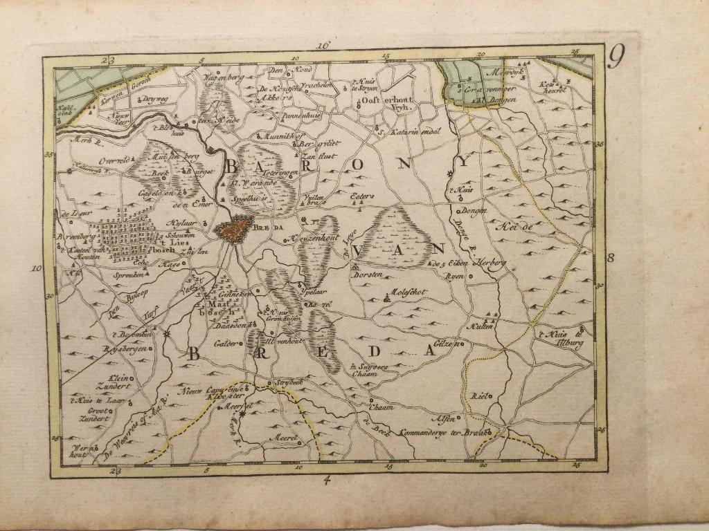 Breda e.o. ,  C en JC Sepp, 1773, Cartografie, Handgekleurd, 1700 - 1799, Verzenden