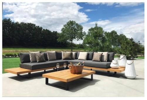 Calma 4 delige Loungeset van €7.999,- voor €2.999,-, Tuin en Terras, Tuinsets en Loungesets, Hardhout, 6 zitplaatsen, Bank, Nieuw