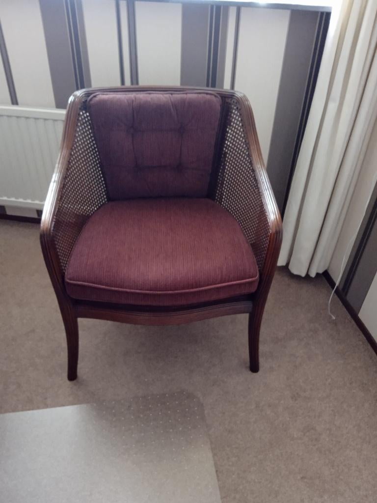 zeer mooi stoeltje stoffen bekleding zie foto, Huis en Inrichting, Stoelen, Ophalen, Bruin, Zo goed als nieuw, Eén